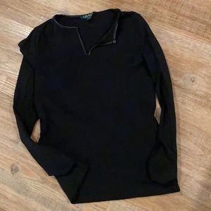 Ralph Lauren black long sleeve V neck top.